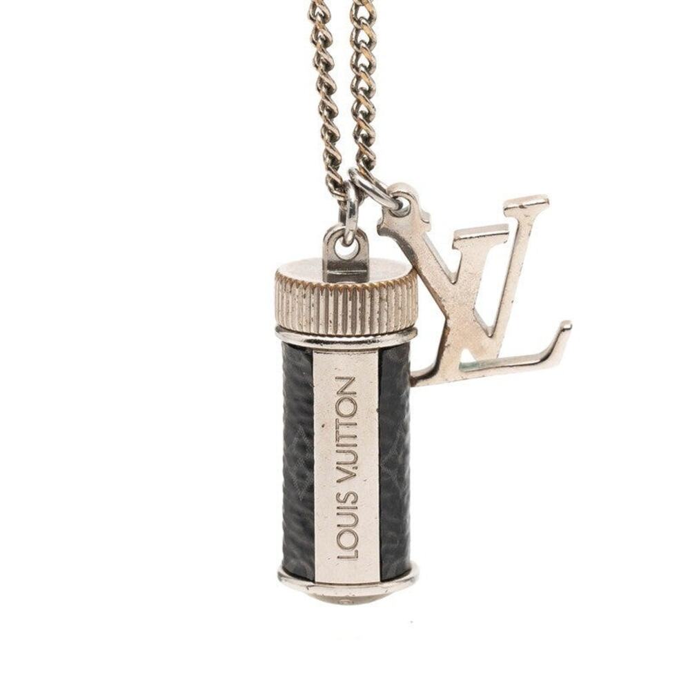 Louis Vuitton Monogram Eclipse Collier Charms Chain Pendant Necklace Black